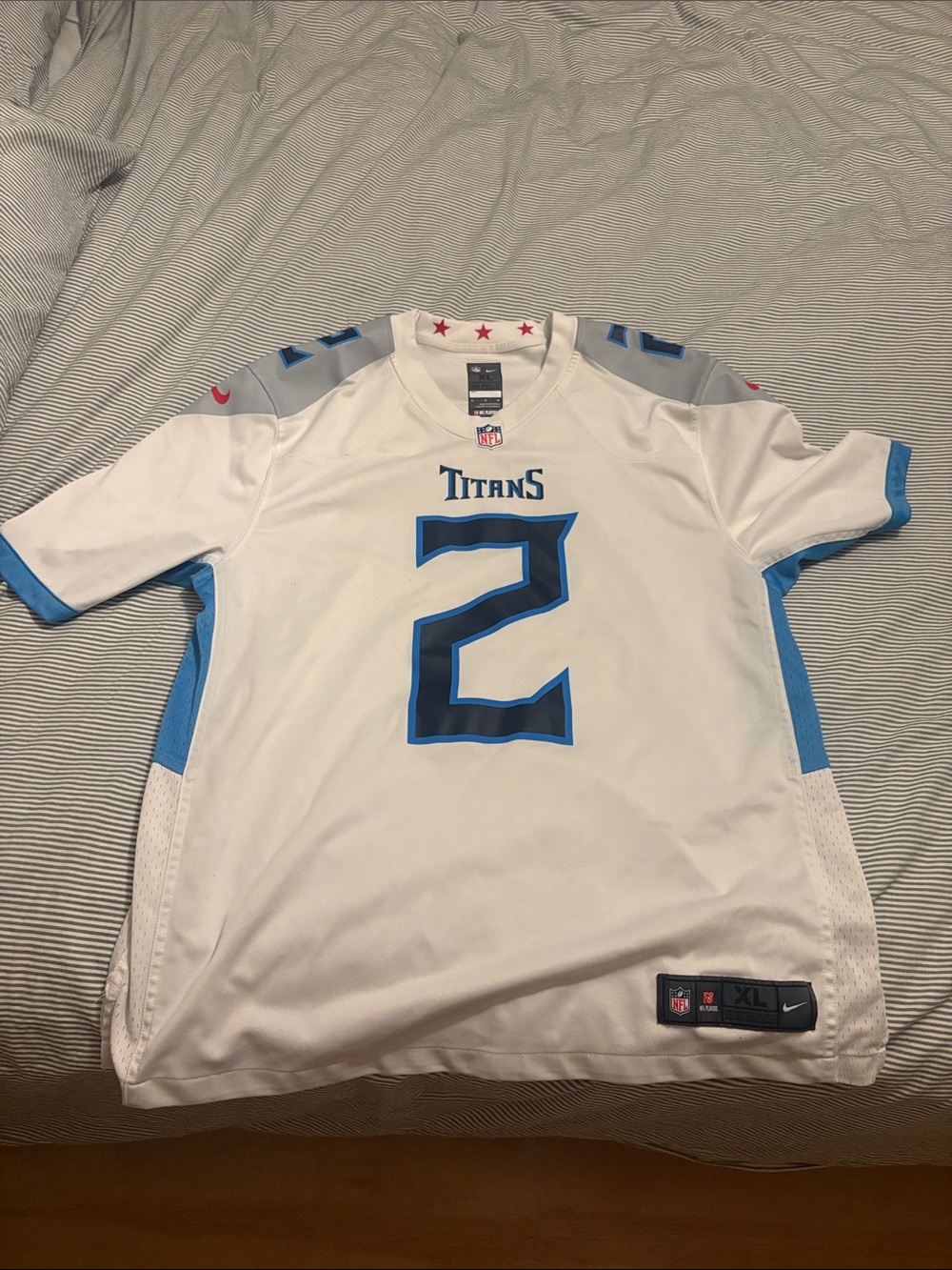 Nike White & Blue Tennessee Titans #2 Men's Football Jersey